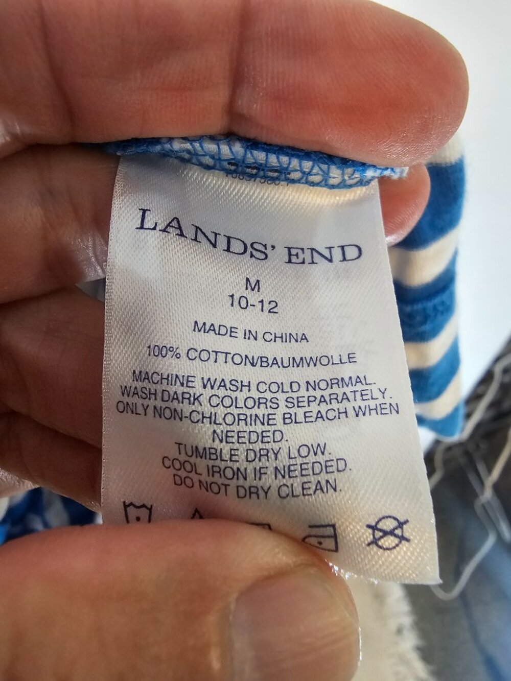 Lands' End Dress Coverup Blue White Stripes Hooded Beach Summer Casual M - Picture 9 of 10
